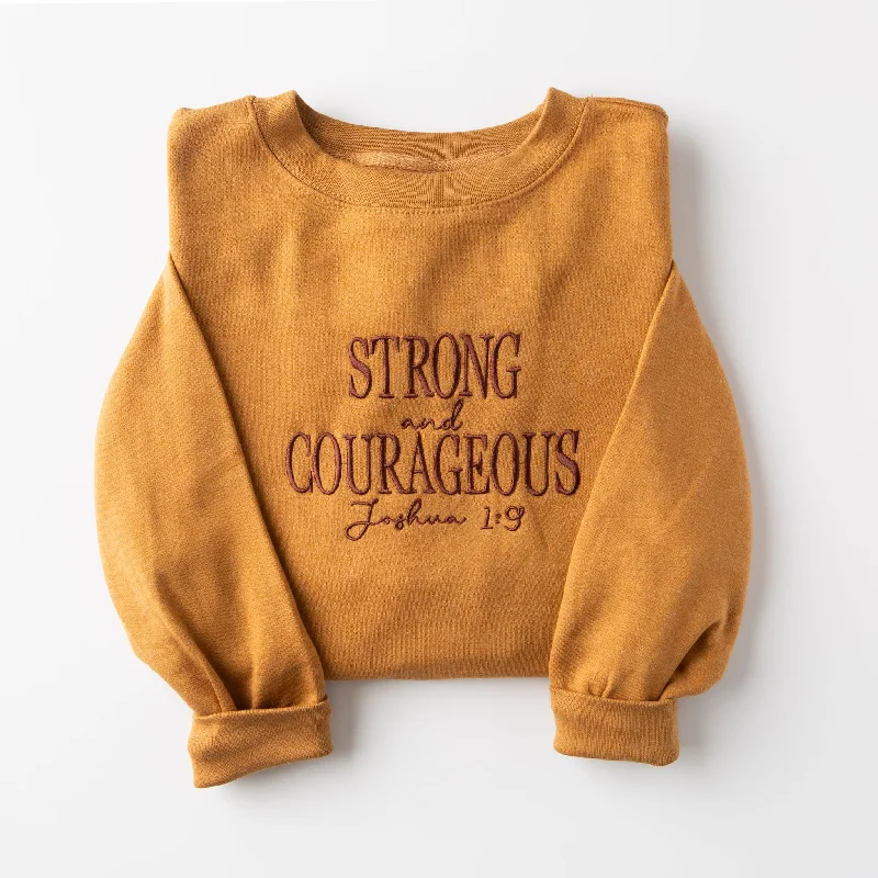 Charming Women's Holiday Apparel Trendy Women's Wear Collection Embroidered Strong and Courageous Sweatshirt