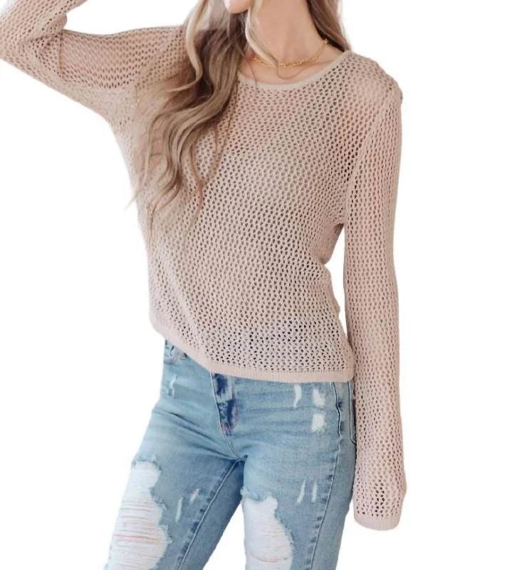 Affordable Women's Garments Pastel Styles Calming Down Loose Knit Top In Taupe