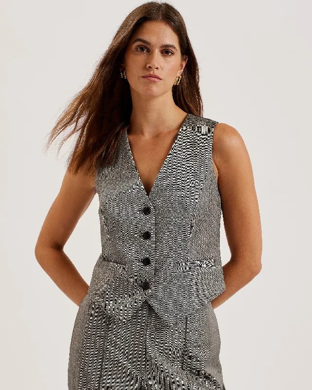 Women's Everyday Apparel Comfort First Women's Fashion Koaw Pinstripe Fitted Tailored Waistcoat Dk-Grey