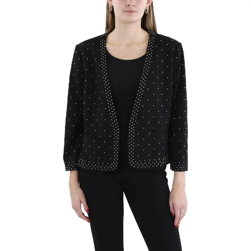 Women's Vintage Clothes Budget-Friendly Fashion Womens Studded Polyester Open-Front Blazer