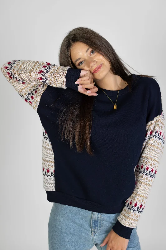 Women's Apparel And Garments Alluring Design Sweater Wanderlust Blue Folk