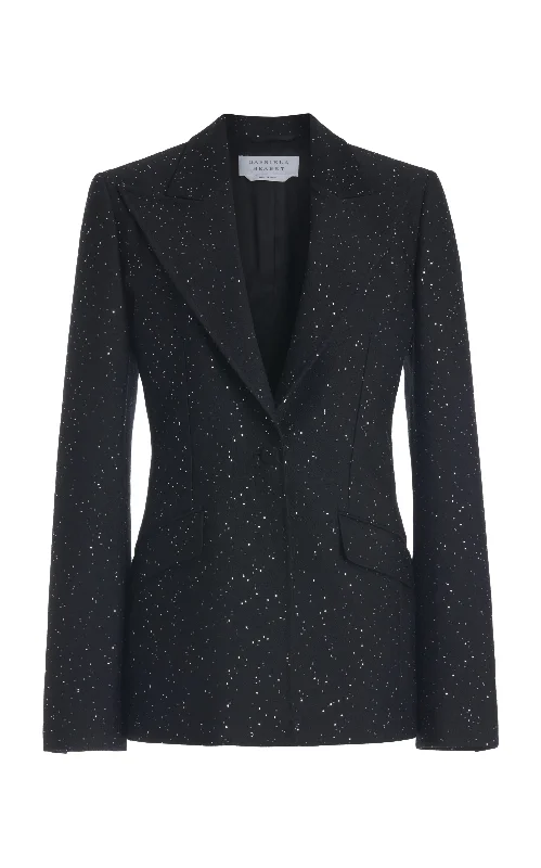 Women's Vintage Garments Women's Fashion Hotspots Leiva Sequin Blazer in Black Virgin Wool