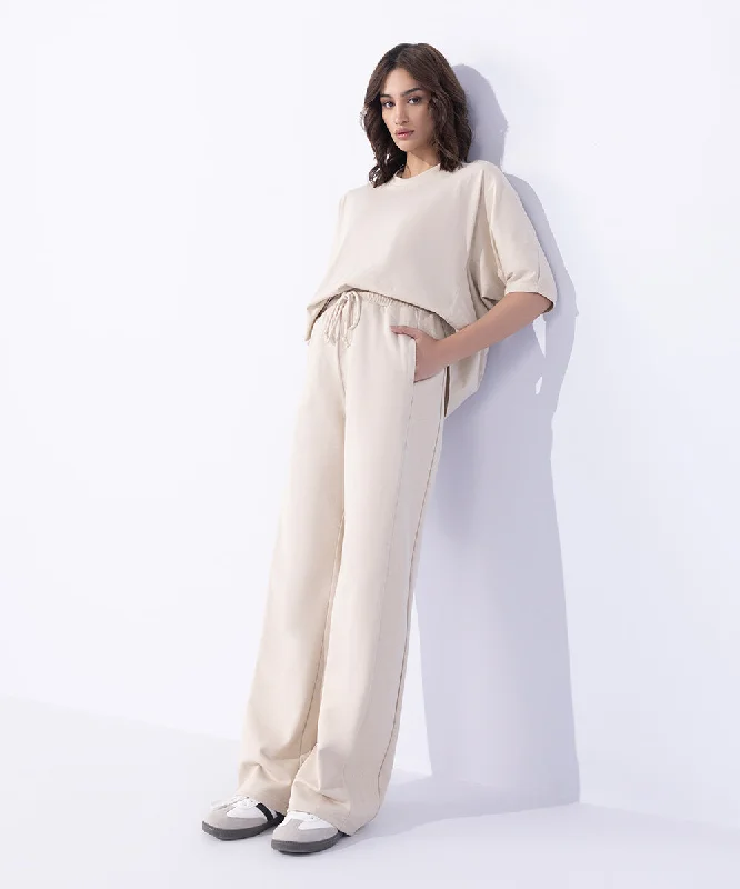 Women's Contemporary Clothing Trendy Threads Wide Leg Trousers With Rib Side Panel