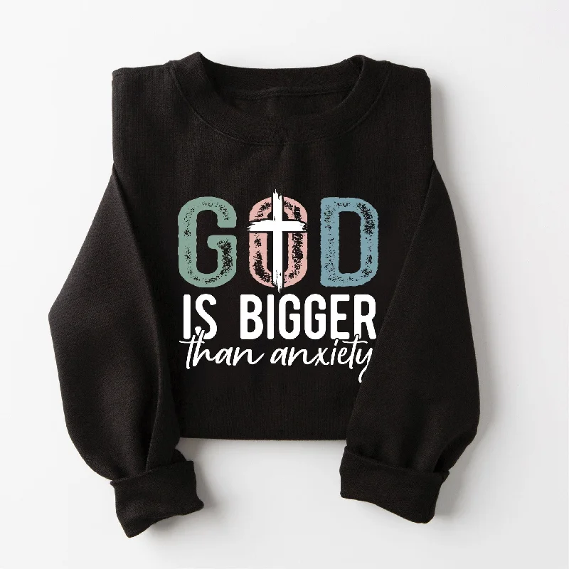 Formal Garments For Women Trendy Pulse God is Bigger Than Anxiety Sweatshirt