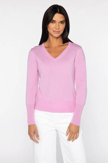 Women's Professional Garments Luxury Comfort Kinross Cashmere Crystal Vee