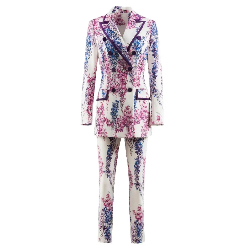 Women's High-Fashion Apparel Chic Wardrobe Essentials Floral Double-Breasted Pantsuit