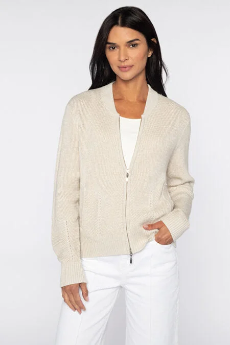 Comfortable Garments For Women Artful Design Kinross Cashmere Zip Baseball Cardigan