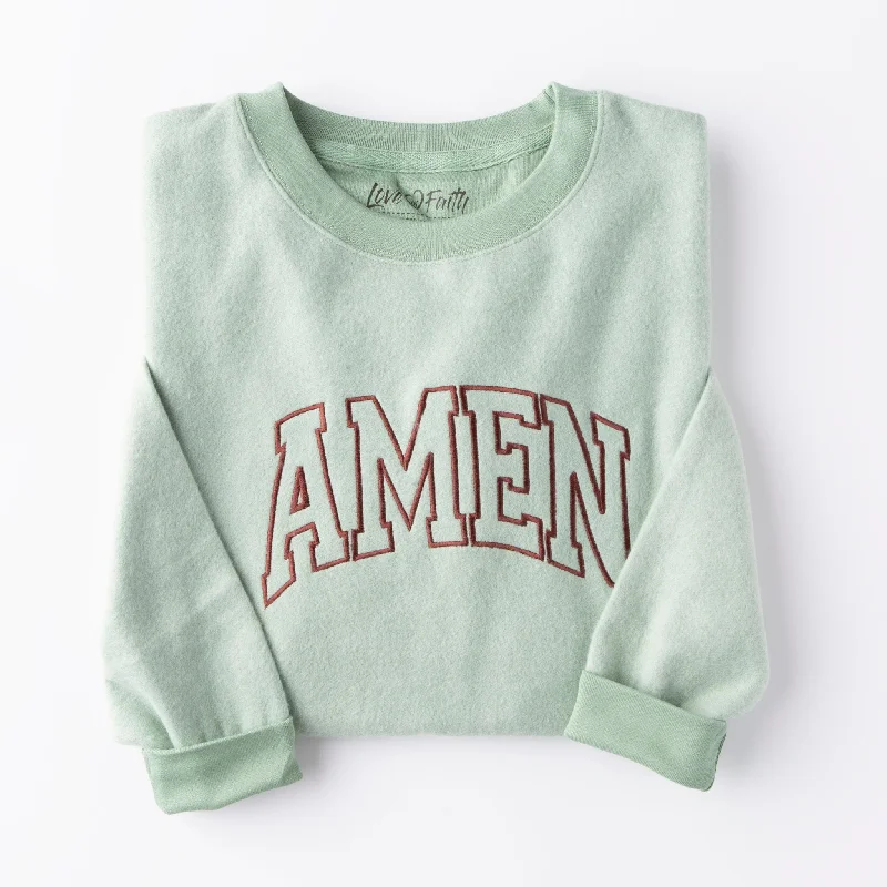 Casual Clothes For Women End-Of-Season Clearance Embroidered Amen Fuzzy Sweatshirt