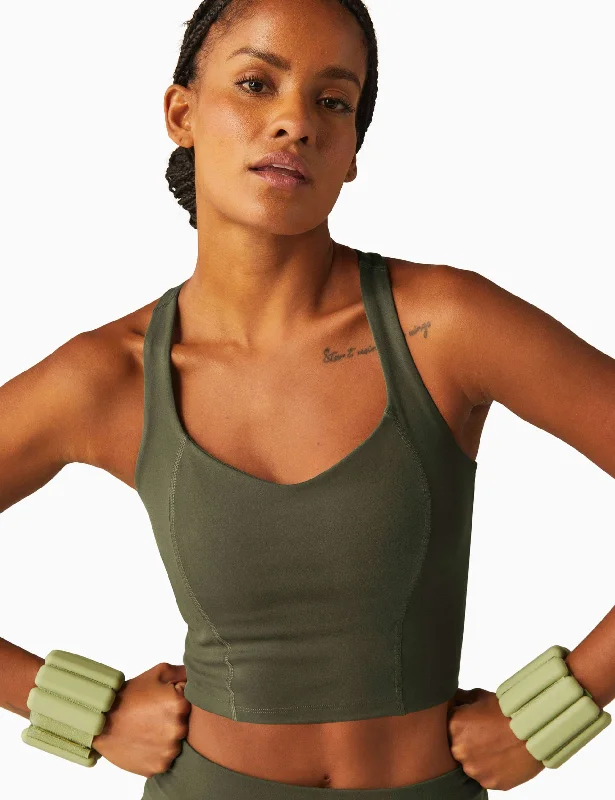 Women's Clothes And Garments Celebrate With Big Savings POWERBEYOND Intensity Racerback Cropped Tank - Modern Olive