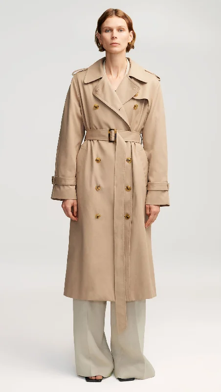 Classic Women's Apparel Boho - Chic Festival - Ready Style Work Trench in Cotton Twill | Beige