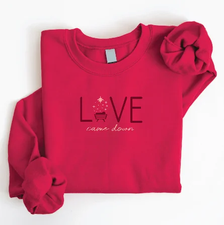 Women's Travel Apparel Trendsetting Threads Embroidered Love Came Down Sweatshirt