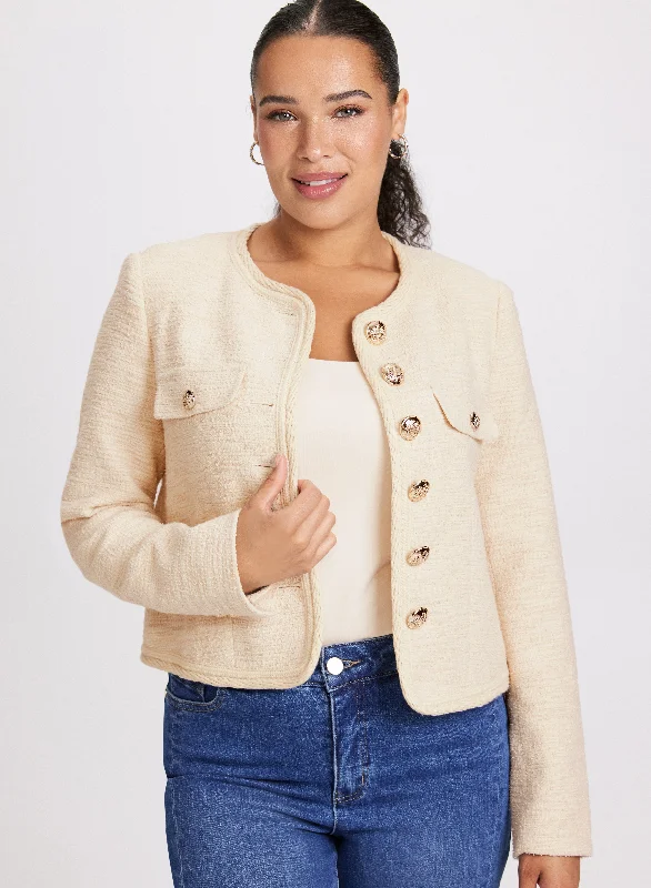 Women's Luxury Garments Versatile Style Wardrobe Cropped Bouclé Jacket