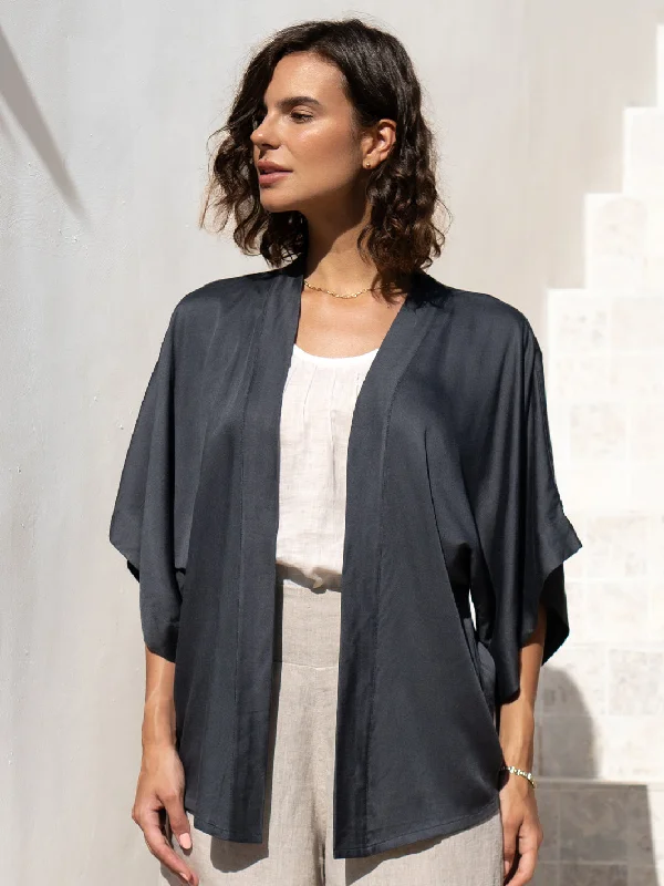 Women's Versatile Apparel Today Only Lucca Bamboo Kimono Charcoal