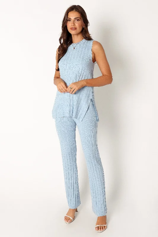 Women's Date Night Outfit Casual Yet Stylish Separates Silvie Knitted Set - Blue