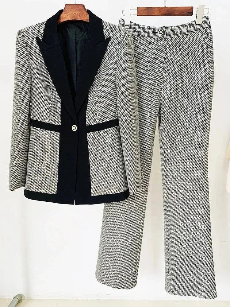 Women's Plus-Size Apparel Runway Inspired Wear Sleek Women Pant Suit, Sequin