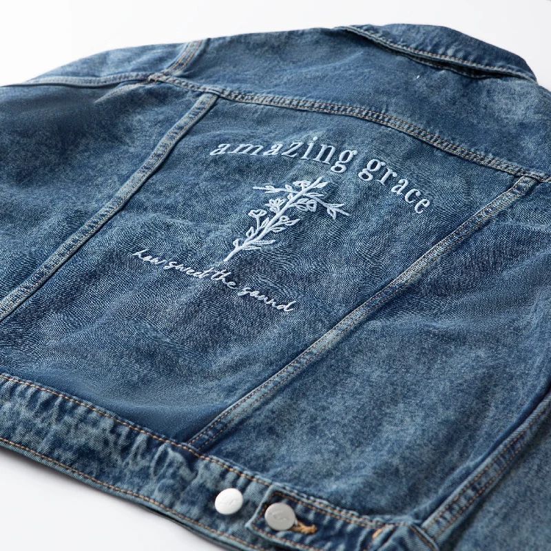 Women's Apparel And Garments Trend Setting Wardrobe Vintage Washed Amazing Grace Denim Jacket