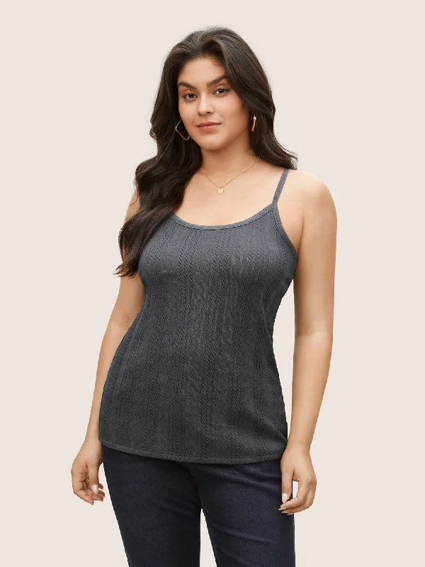 Stylish Women's Garments Limited Quantities Textured Knit Adjustable Straps Cami Top