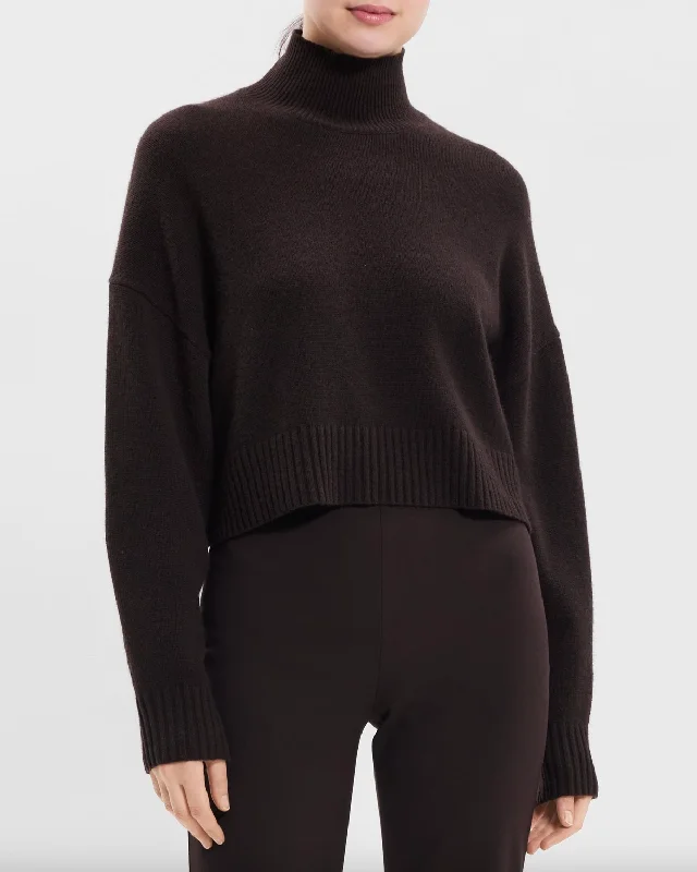 Stylish Clothes For Women Wardrobe Update Cashmere Cropped Turtleneck - Mink