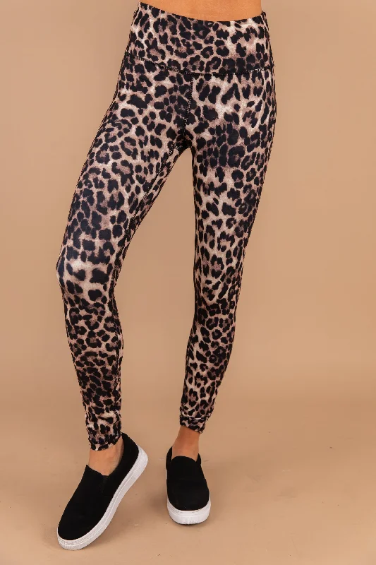 Women's Clothing Unbeatable Prices Wild Adventures Brown Leopard Leggings