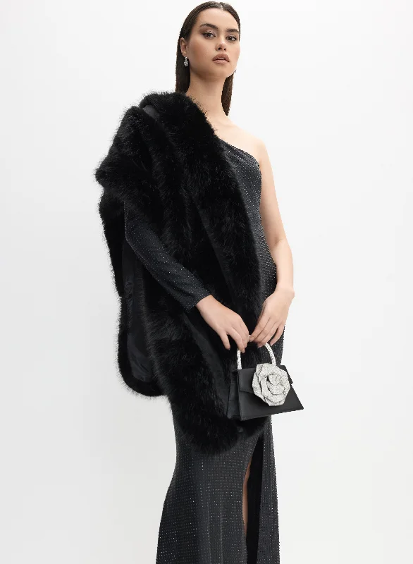 Charming Women's Clothes For Special Events Winter Warm - Up Sale Velvet Faux Fur Wrap