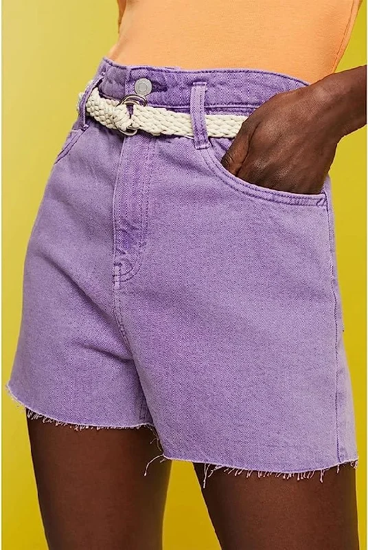 Women's Vacation Clothes Vintage Style Clothing Sale ESPRIT Shorts Cut-Off Denim Purple - 033CC1C301