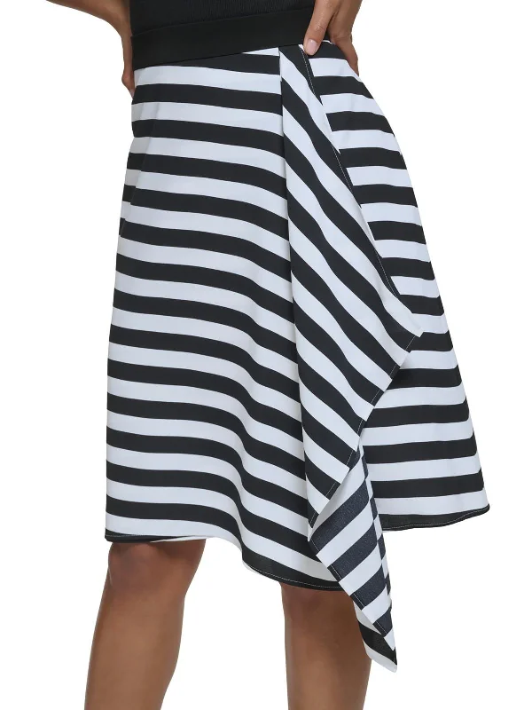 Women's Chic Outfit Daily Deals Womens Striped Polyester Asymmetrical Skirt