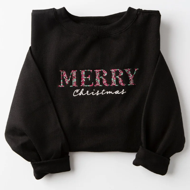 Women's Luxury Garments Trendy And Individual Women's Fashion Embroidered Merry Christmas Floral Sweatshirt