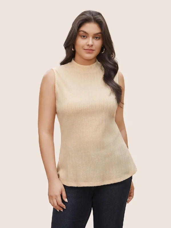 Women's Festive Attire Today Only Plain Texture Mock Neck Tank Top