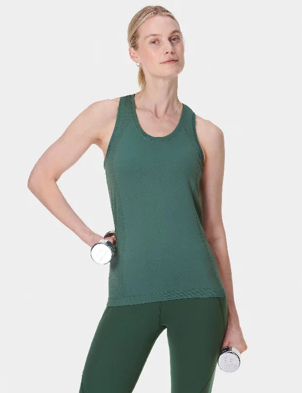 Women's Vintage Garments End Of Season Sale Athlete Seamless Gym Vest - Glade Green