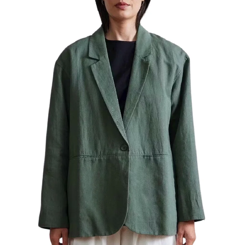 Women's Chic Apparel Timeless Elegance Redefined Oversized Blazer In Thyme