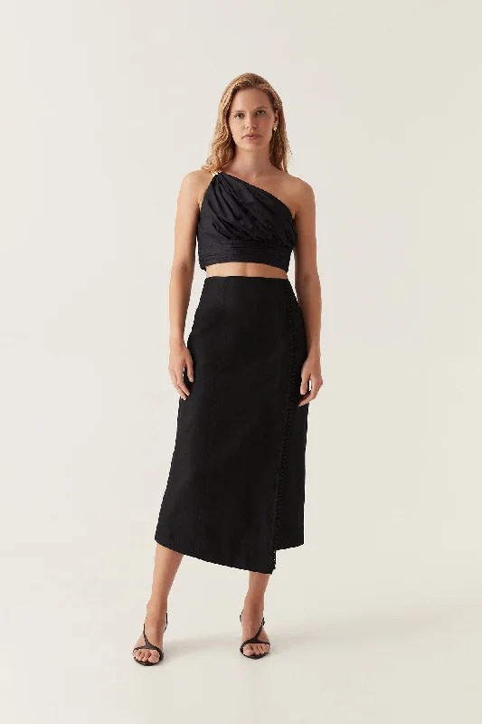 Women's Vacation Attire Quality Wear Theory Cinched Midi Skirt