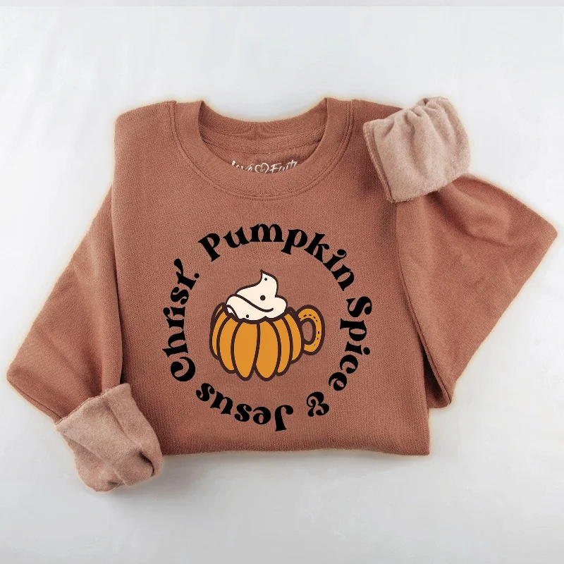 Women's Seasonal Garments New Season Fashion Preview Pumpkin Spice and Jesus Christ Sweatshirt