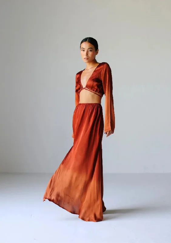 Comfortable Lounge Clothing Browse Our Top Products ADELE MAXI SKIRT - PICANTE/ COPPER OMBRE