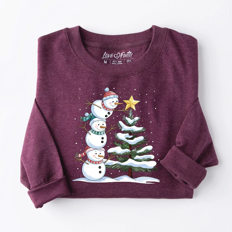 Women's Chic Apparel Gorgeous Glamour Collection Snowman Stack Sweatshirt