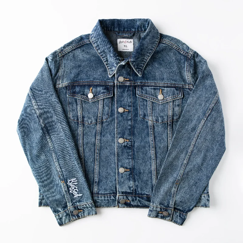 Women's Clothes And Garments Effortless Everyday Wear Vintage Washed Blessed Denim Jacket