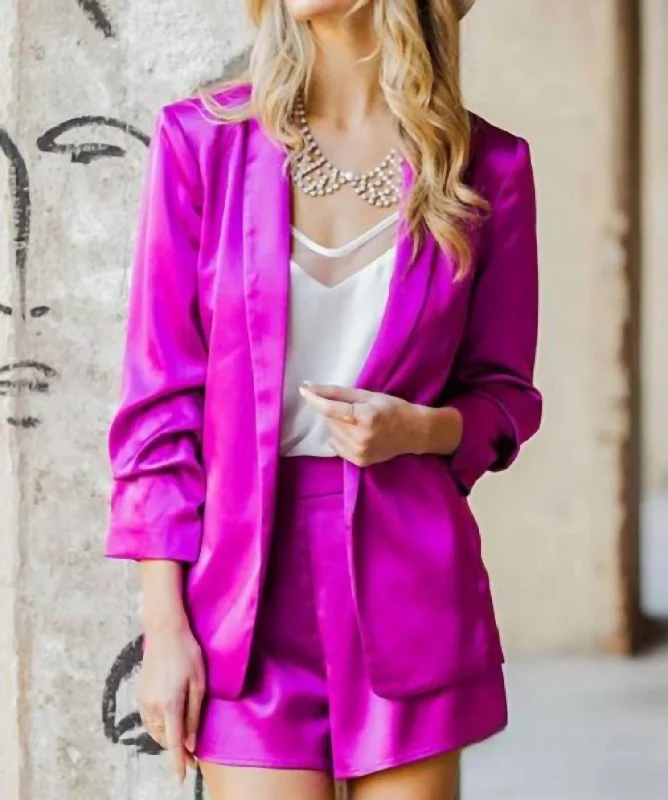 Stylish Outerwear Clothes For Women Day-To-Night Styles Katia Satin Shawl Blazer In French Rose