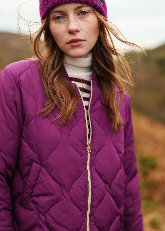 Women's Stylish Professional Garments Modern Romance ST IZIA - Quilted Zip-up Puffer Jacket (PLUM)