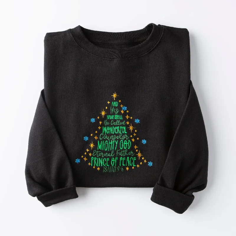 Women's Trendy Attire Clearance Sale, All Cheap Embroidered Isaiah 9:6 Tree Sweatshirt