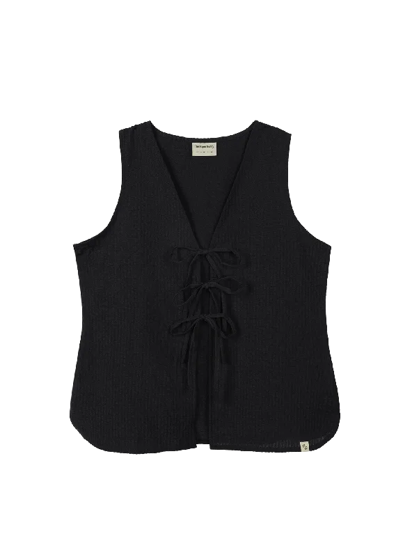 Women's Contemporary Clothing Everyday Fashion Relaxed Tie Vest (Nori)