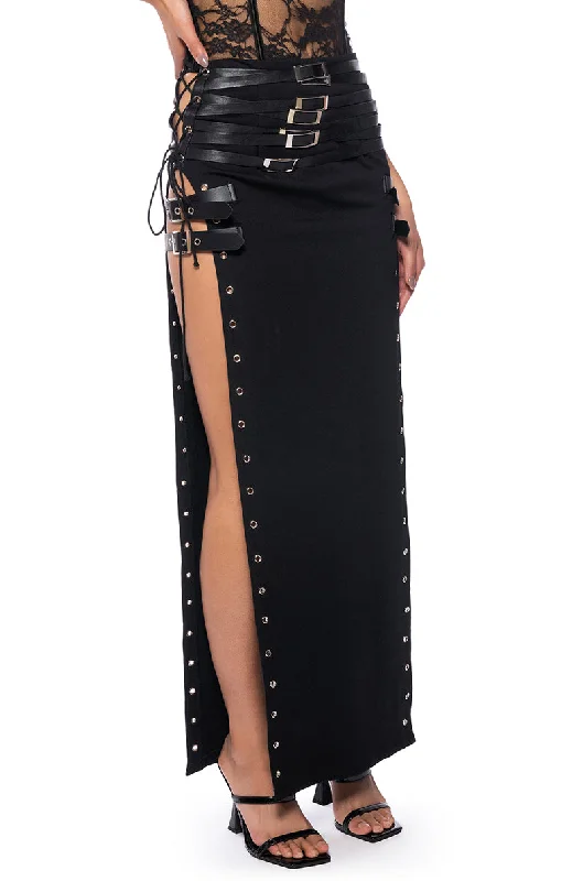 Women's Night-Out Outfit End Of Season Sale GOTHIC QUEEN LACE UP MAXI SKIRT