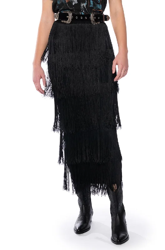 Fashion-Forward Women's Clothing Holiday Sale PUT ME FIRST FRINGE MAXI SKIRT