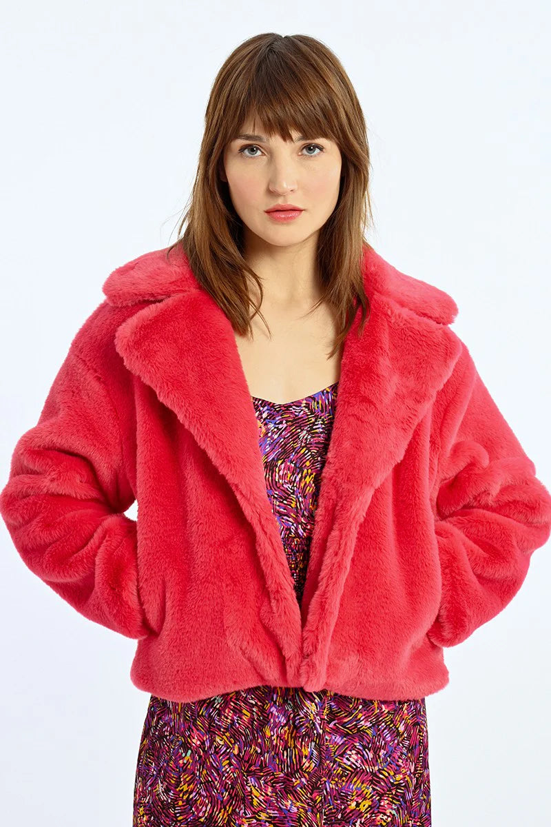 Women's Elegant Apparel Vibrant Styles Short Textured Jacket - Fuchsia