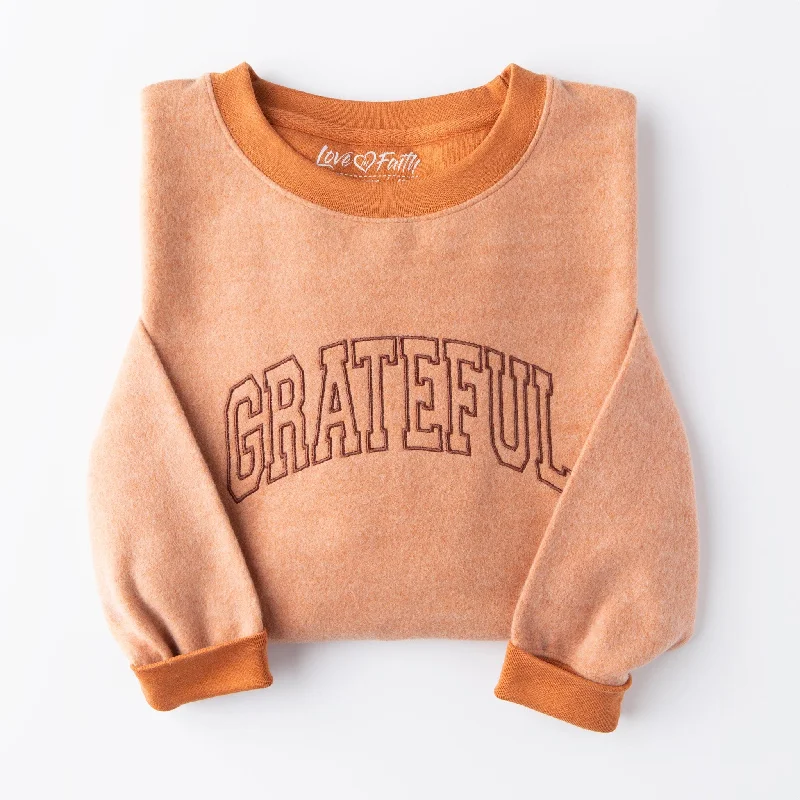 Women's Versatile Apparel Durable Fashion Picks Embroidered Grateful Fuzzy Sweatshirt