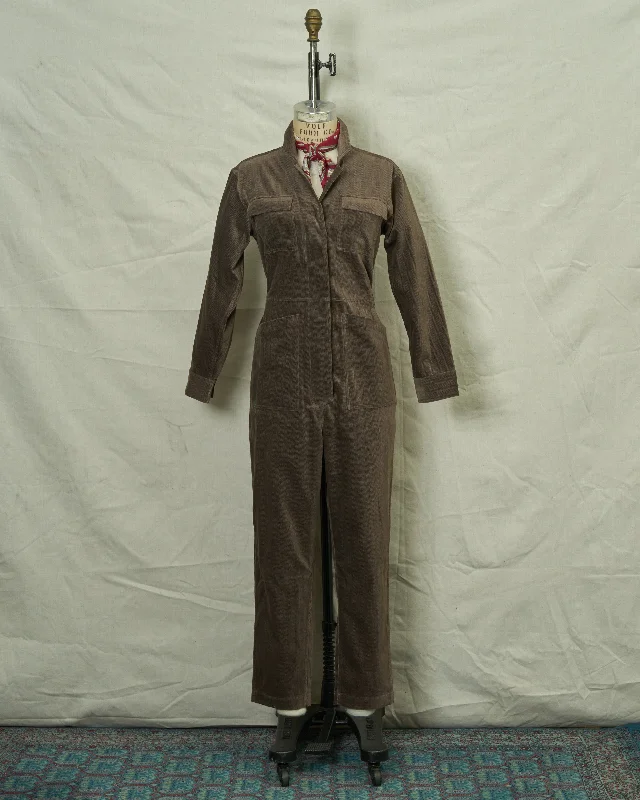 Women's Everyday Clothes Spring Wardrobe Women's Velvet Coveralls in Taupe Herringbone