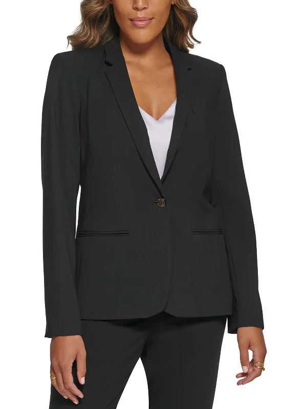 Women's Casual Apparel Trendy Urban Attire Womens Solid Polyester One-Button Blazer