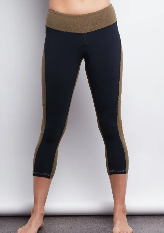 Women's Clothes For The Office Clearance Event Black/Olive Two-Tone Crop Legging