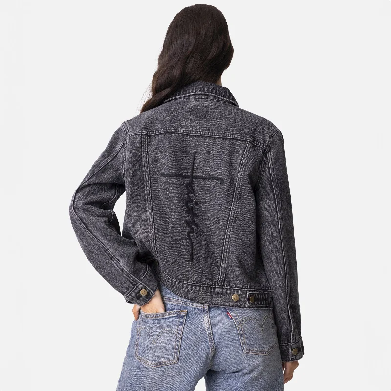 Women's Professional Garments Comfort First Women's Wear Vintage Washed Faith Cross Denim Jacket