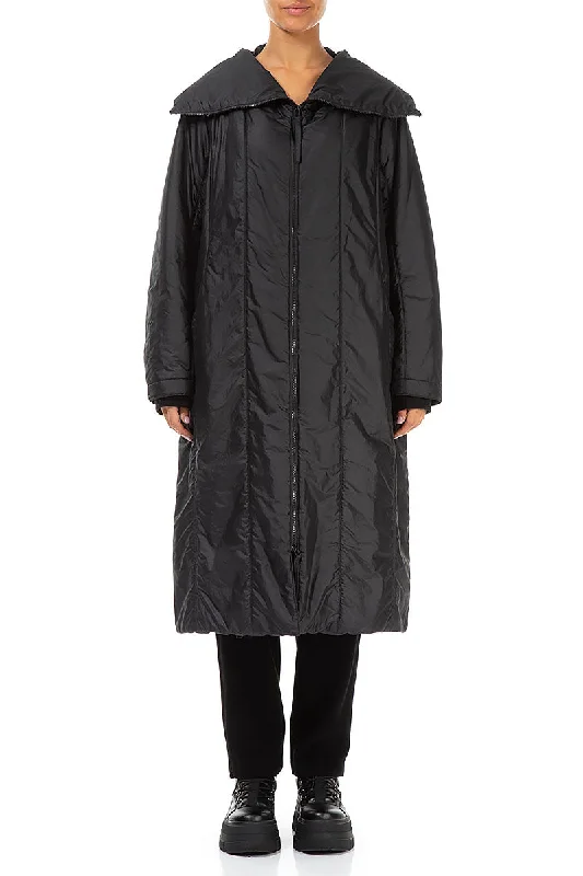 Women's Plus-Size Attire Everyday Fashion Collar Black Quilted Coat