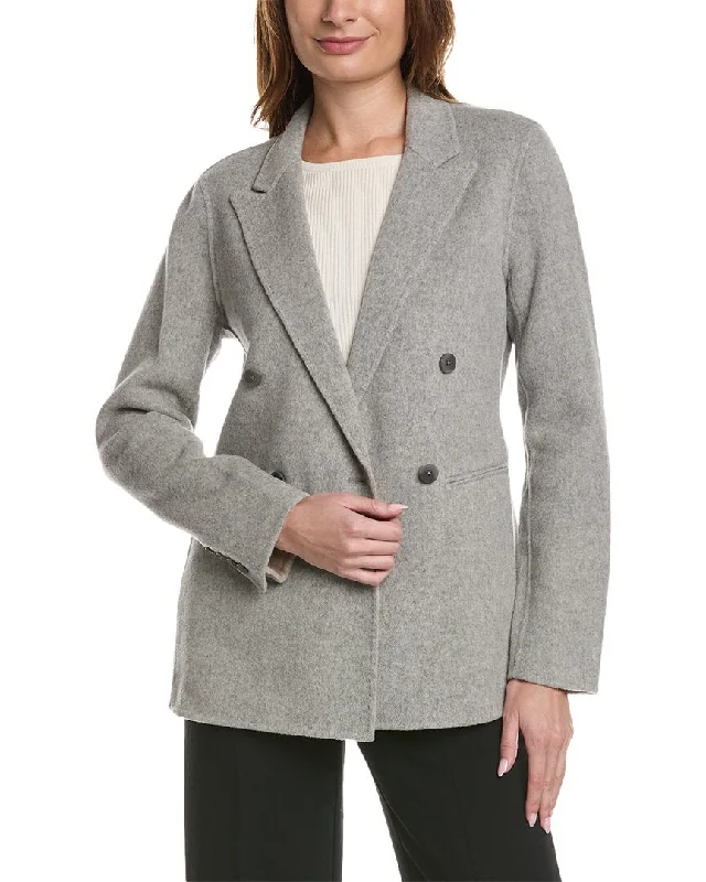 Affordable Women's Apparel Style Revolution Elie Tahari Notch Collar Double-Breasted Wool Coat